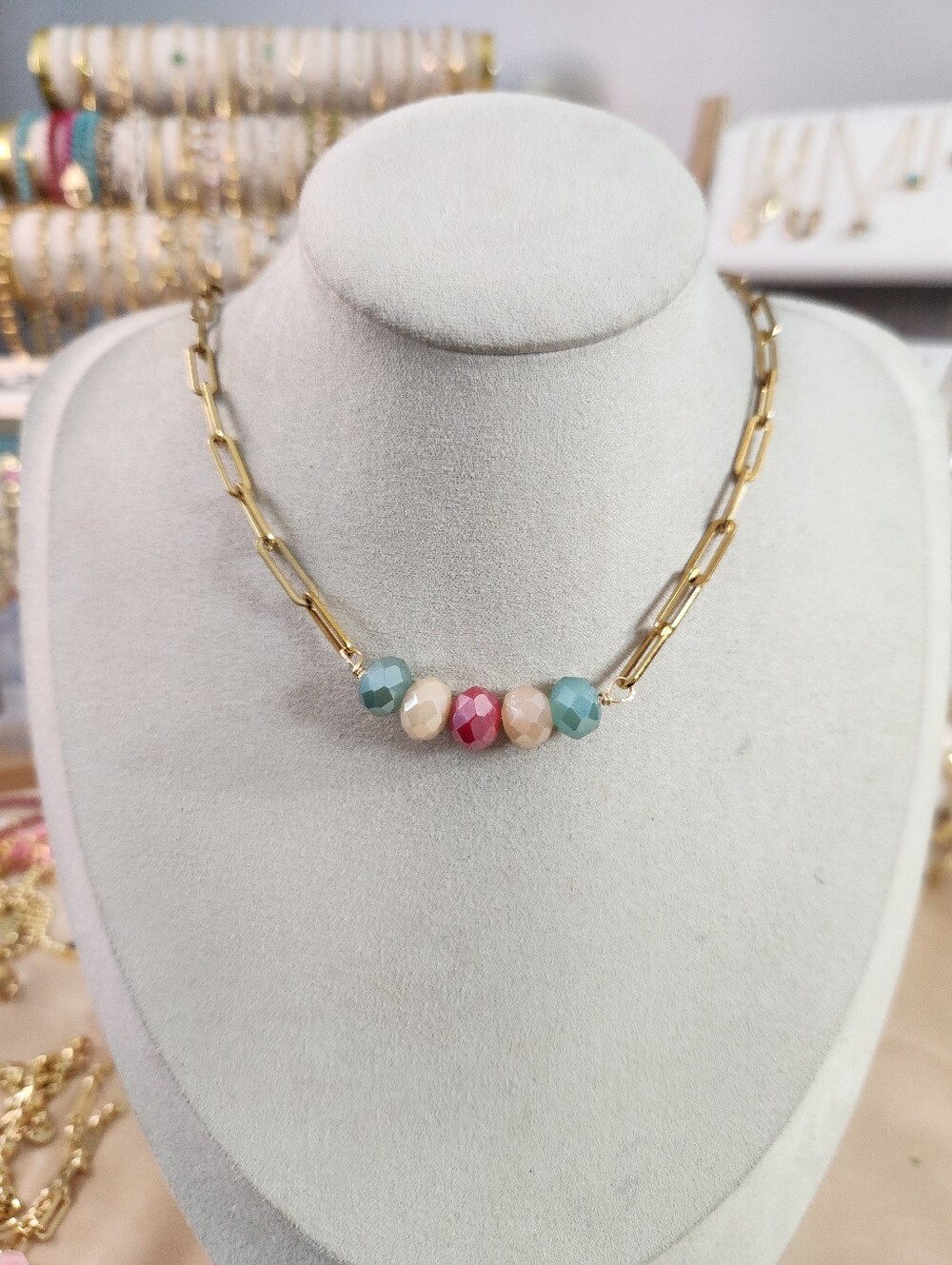 Stainless Steel Multicolor Bar Necklace